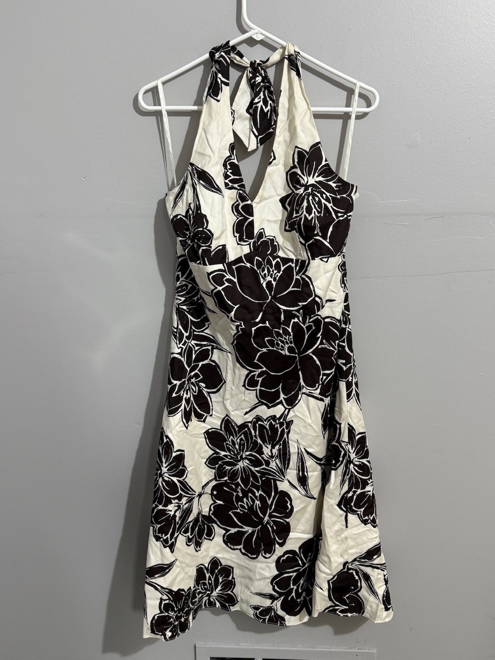 Ann Taylor Dress Womens Size 10 Maxi Halter Neck Brown Florals Hoco Formal